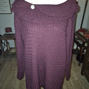 Briggs New York Purple Off-the-Shoulder Knit Sweater
